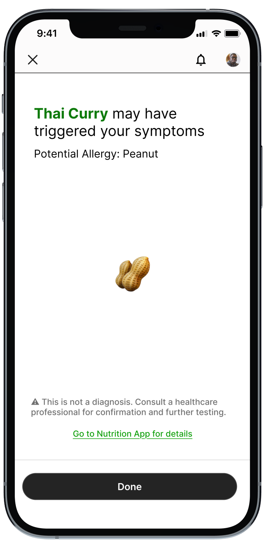 Allergy to Nutrition: symptoms and meal history — original design artifact 5
